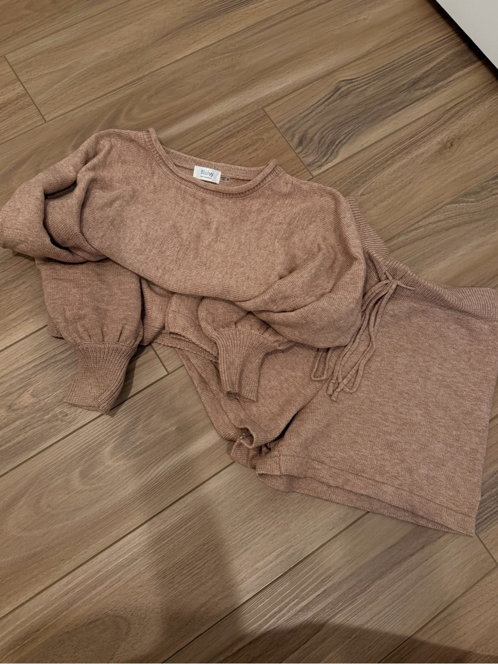 Bluivy Scoop Neck Knit Sweater short set